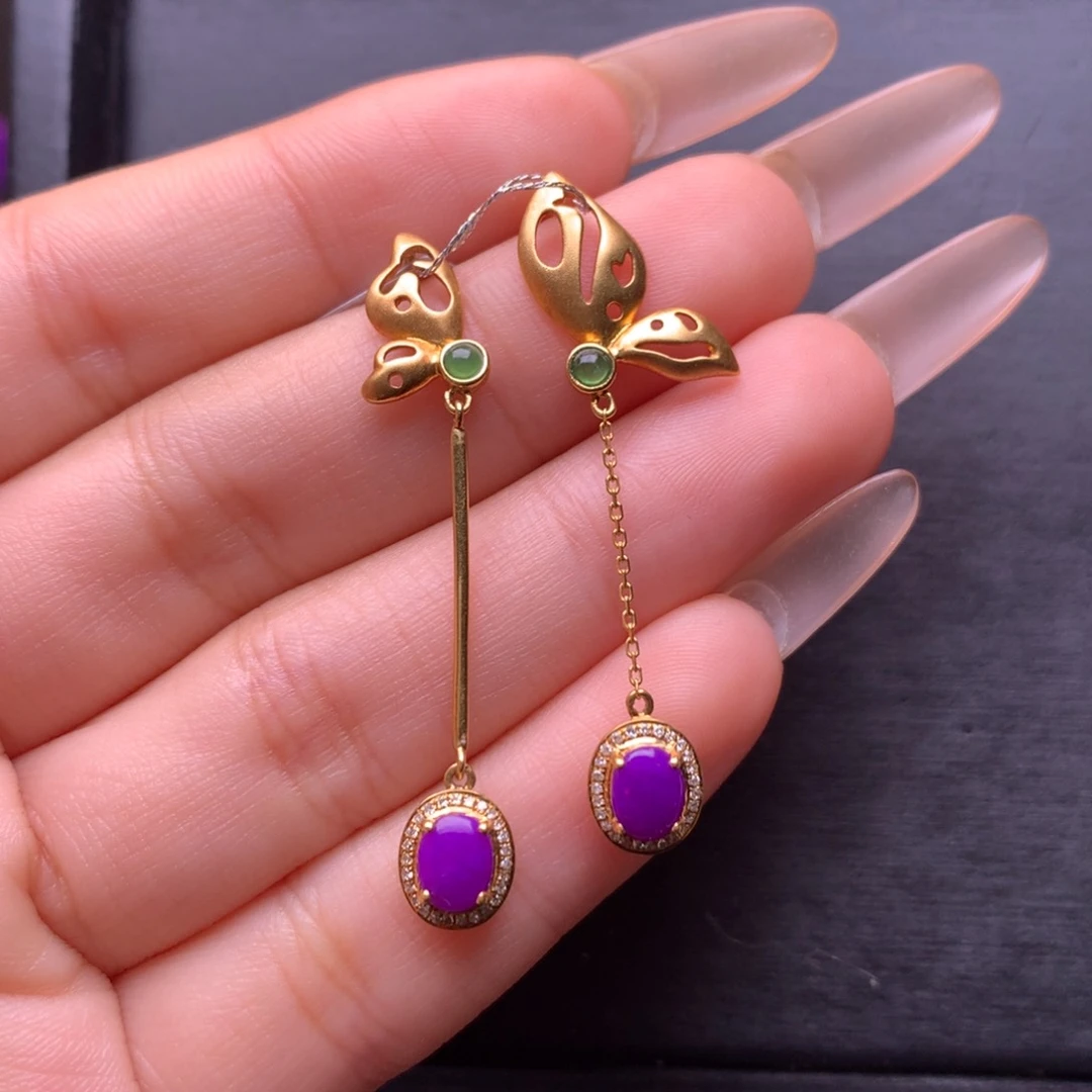 苏纪石（舒俱来）18K金镶嵌耳坠