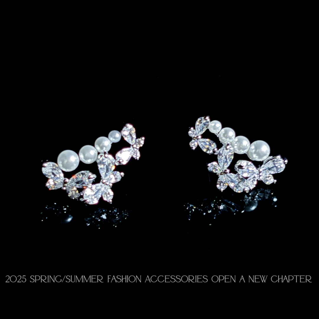 铜合金耳饰  镀k金 2025款C7149【幽梦三蝶】铂堡俪 BOBAOLI 耳钉