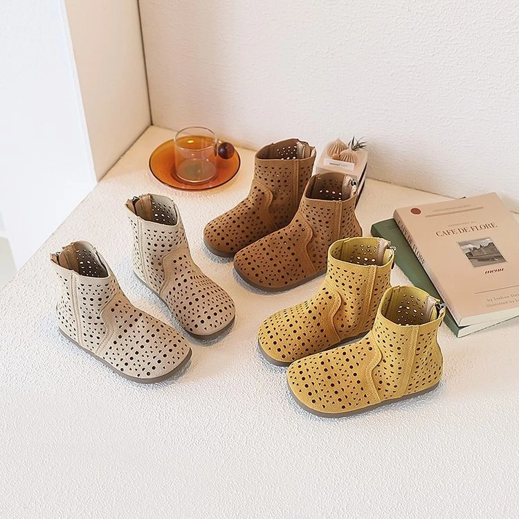 女童凉靴镂空网眼短靴透气2025夏季新款儿童女孩软底外穿沙滩鞋潮