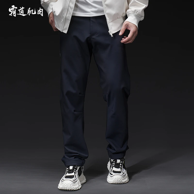 霸道肌肉新款休闲男士弹力拉链裤耐磨防风百搭防泼水裤运动直筒裤