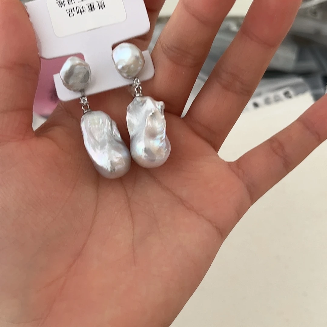 合金淡水珍珠耳饰