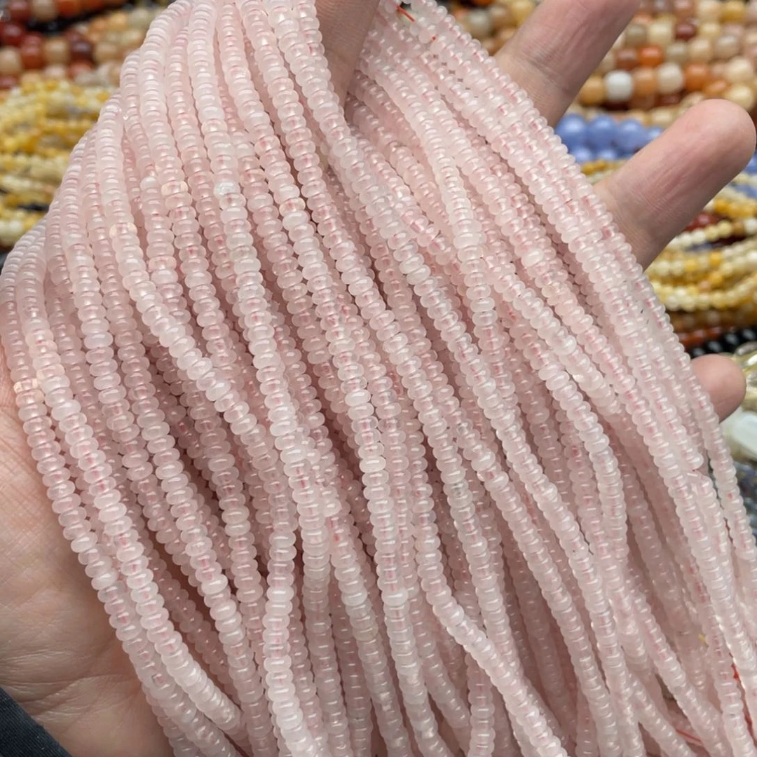 玛瑙/玉髓珠宝半成品未镶嵌一条装4mm粉晶算盘珠