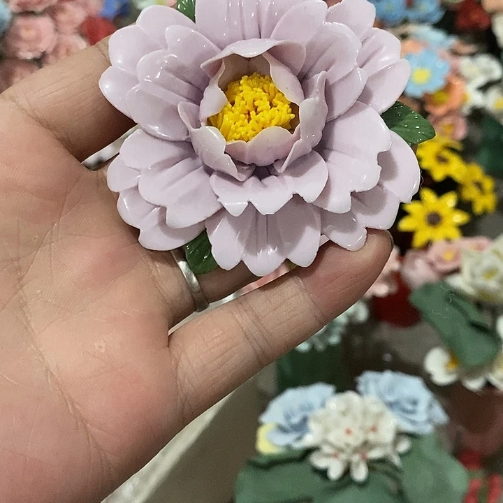 瓷片纯手工陶瓷花摆件