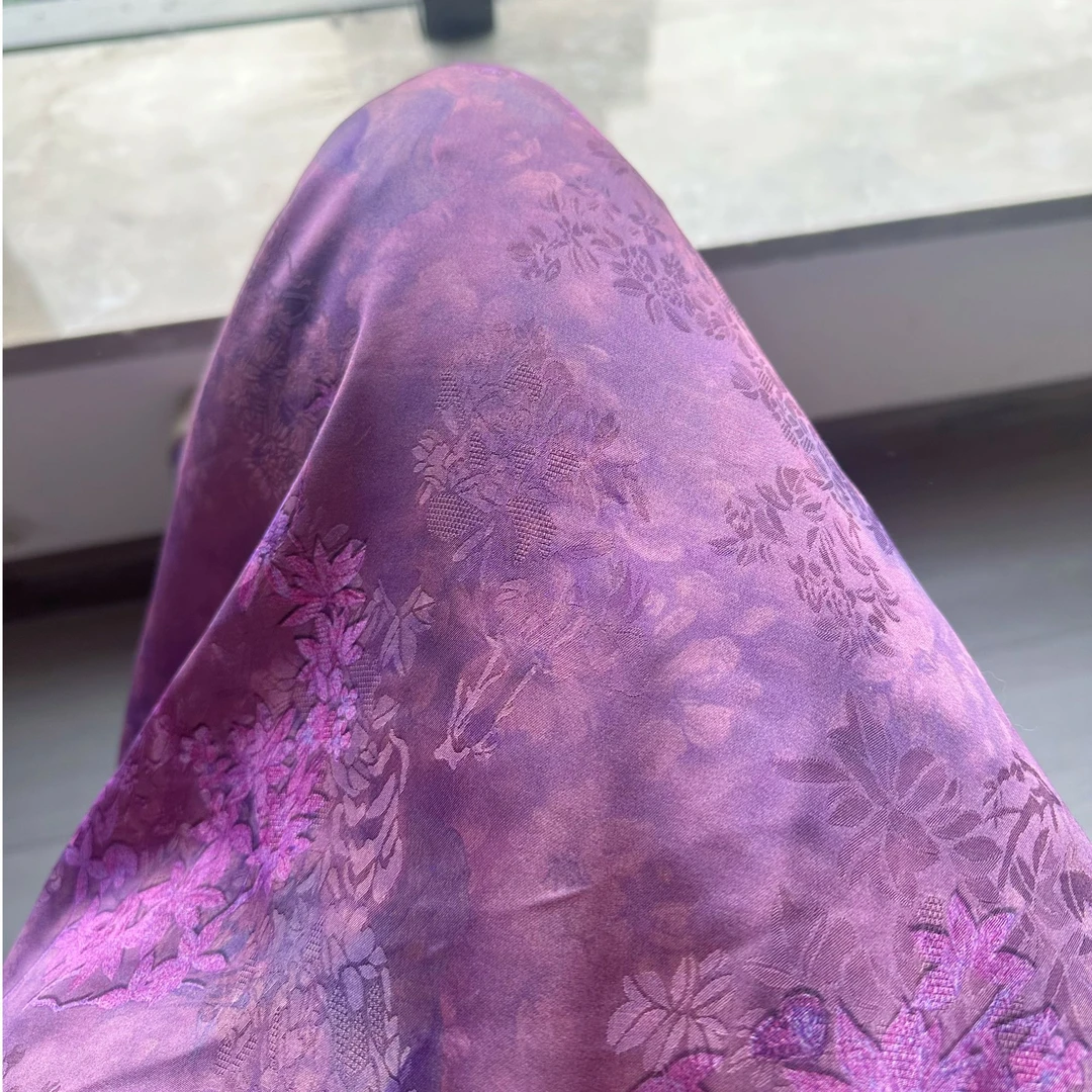 【紫气东来】布头时装面料花萝香云纱提花绢纺莨纱重磅顺德莨绸