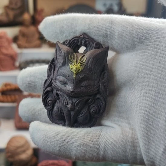 泥塑紫气东来香方九尾狐香牌微瑕福利价