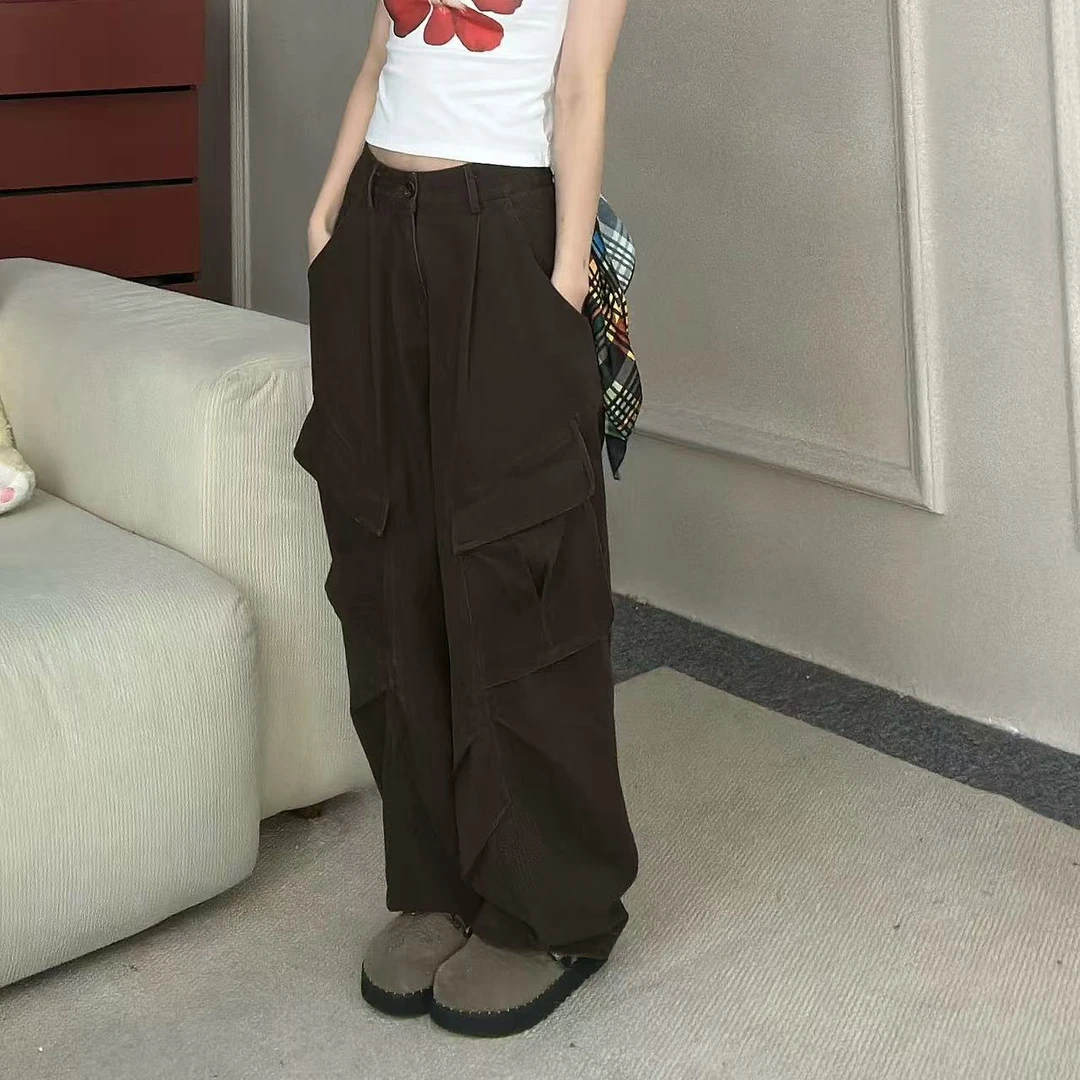Pp【现现咖啡豆】美式复古工装裤夏季大口袋设计结构款长裤K25212