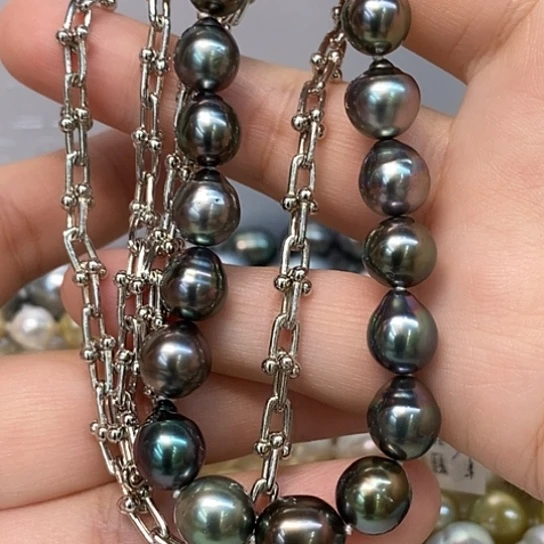 银S925镶嵌海水珍珠颈饰9-10