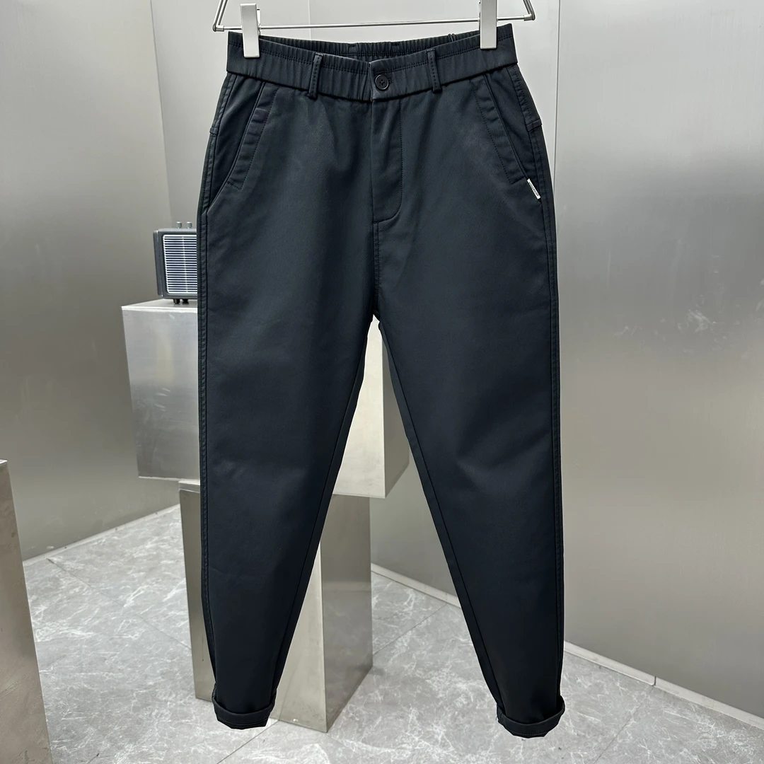 男士直筒时尚百搭早春潮流修身弹力商务休闲裤 黑色简约西裤