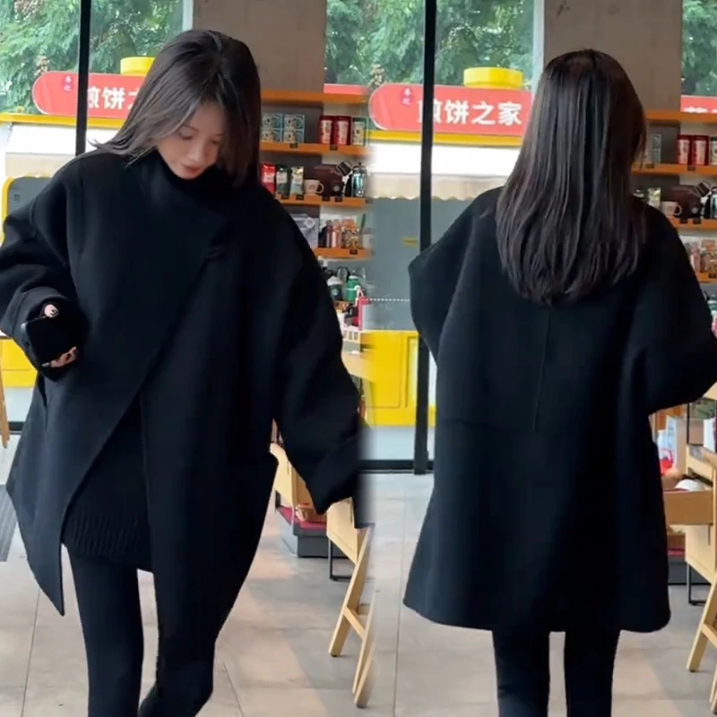 2025秋冬新款时尚显瘦气质网红高档洋气女高级百搭宽松毛呢外套潮