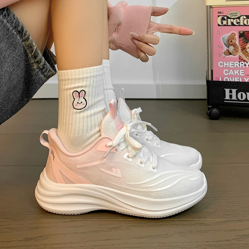 回力女鞋爆款渐变粉休闲运动鞋女款学生体育轻便软底减震跑步鞋子