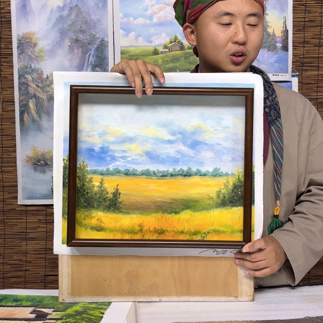 油画行路人小院绘画作品竞拍