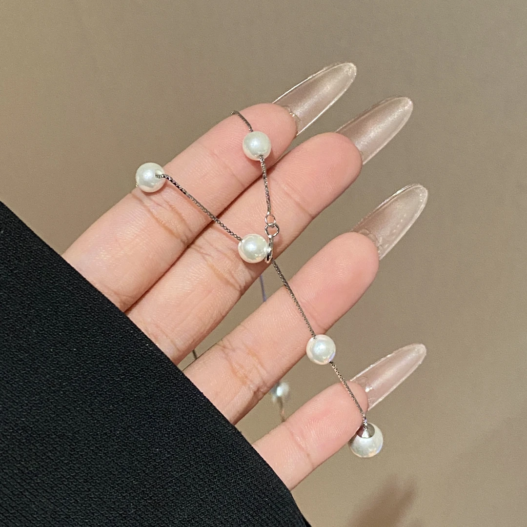 坠链均925银仿珍珠 小众设计款温柔珍珠满天星项链A3617