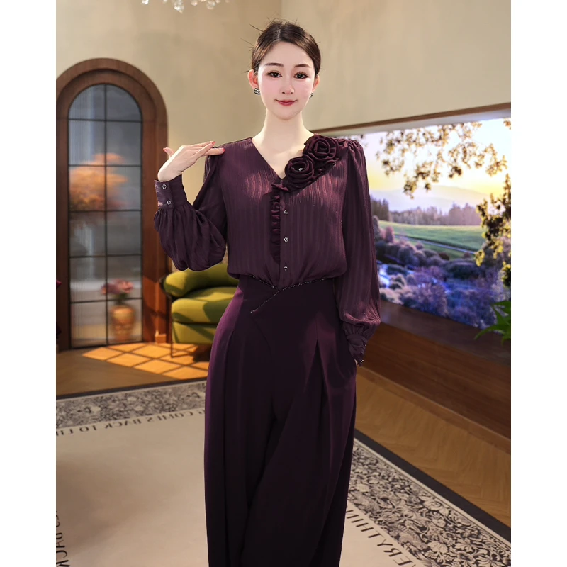 唐熹2025春秋季新款【ZM-C779】气质高级感优雅紫色长袖衬衫上衣女