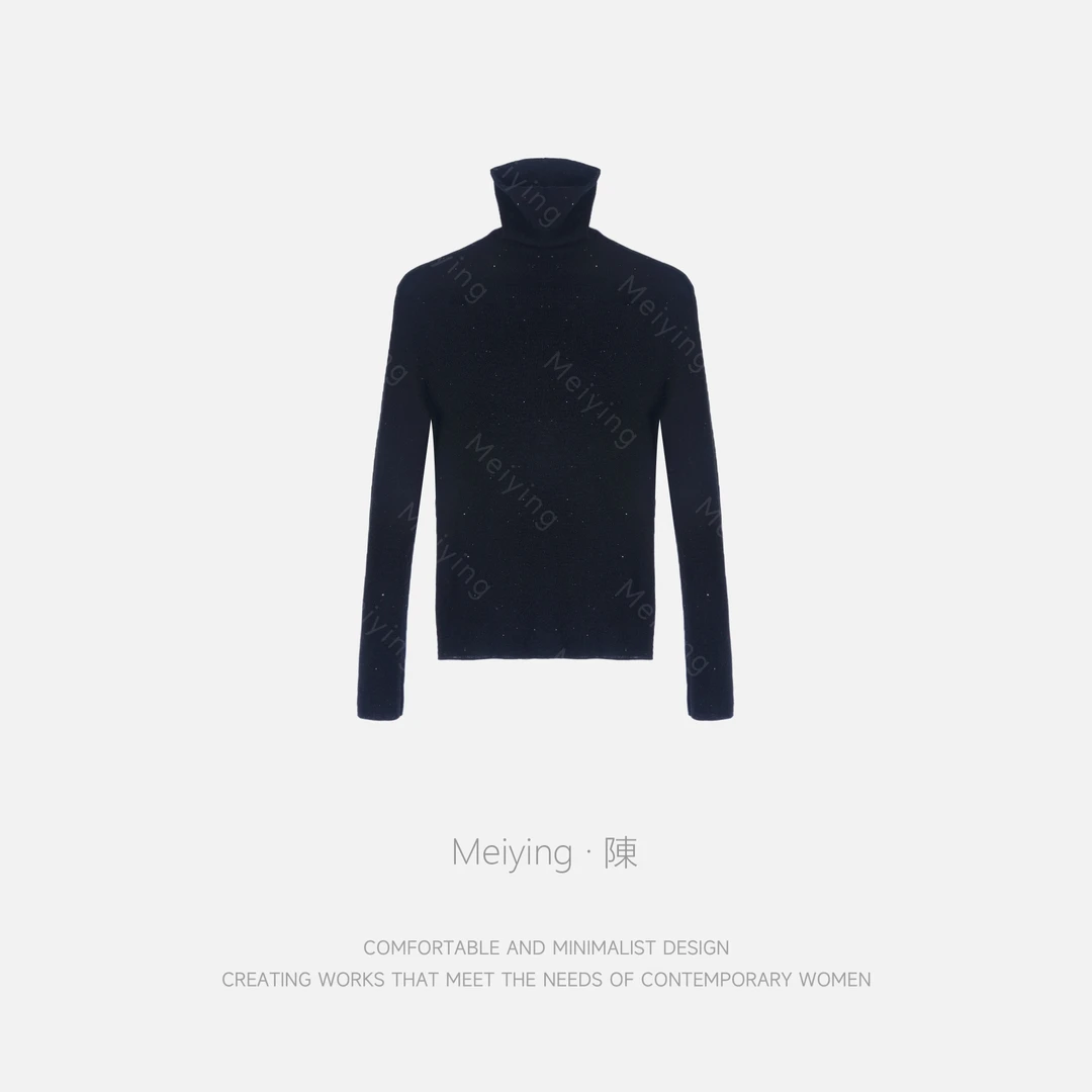 Meiying-“极光星河”绵羊毛混纺高领亮片进口针织衫YZ5QZ009