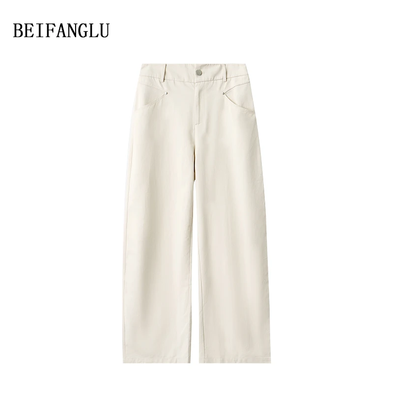 北方鹿 早秋新品纯色百搭女士休闲宽松直筒裤M96Q2801