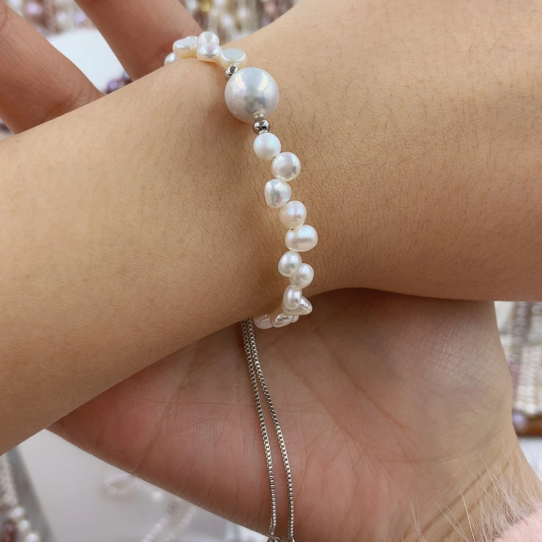 项链银S925镶嵌淡水珍珠