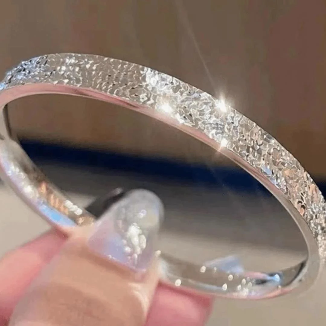 足银手镯 S16足银手镯碎冰冰开口实心足银999.9镯子女流质女士