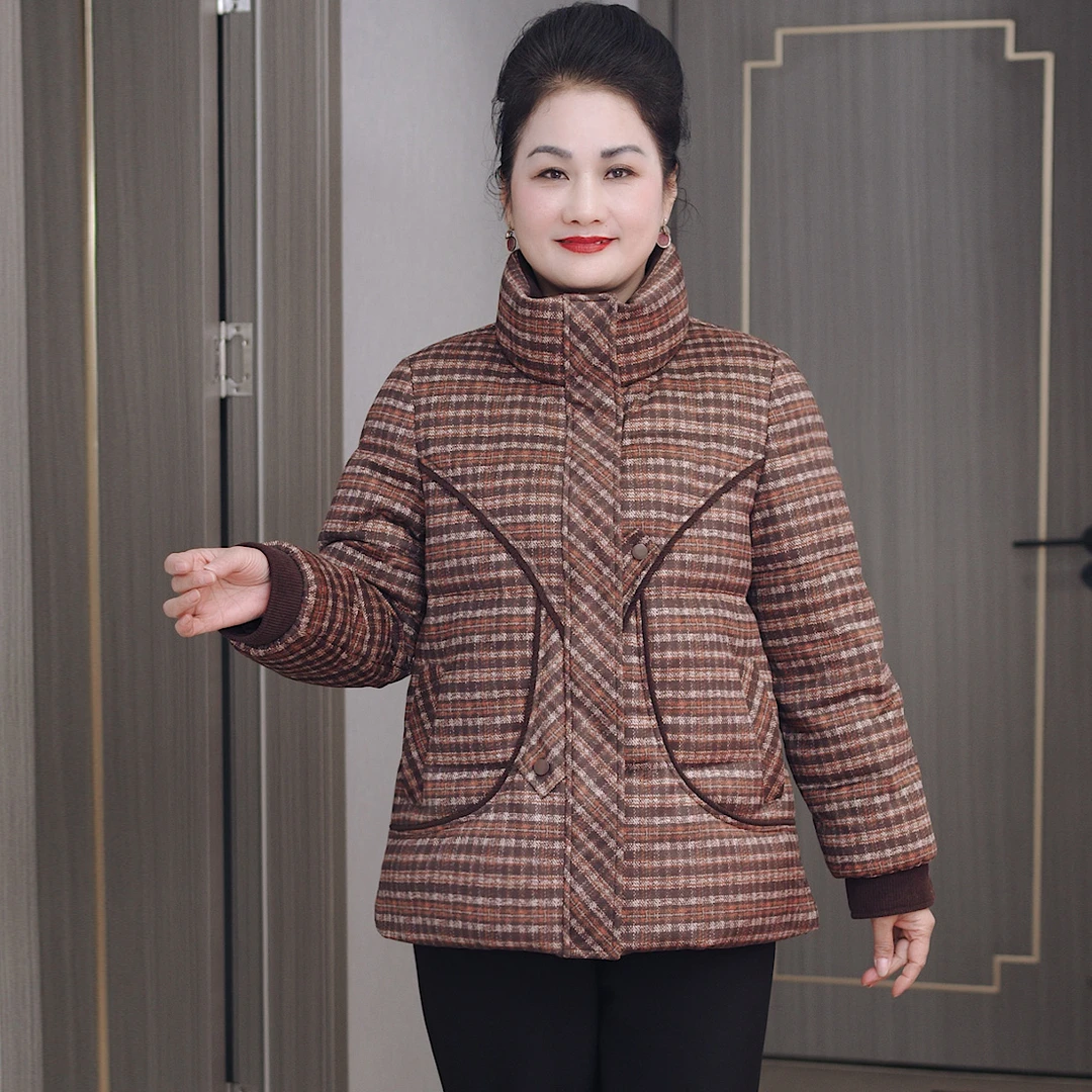 华太太中年加肥大码冬装老太奶奶羽绒服妈妈装白鸭绒D25269B-2