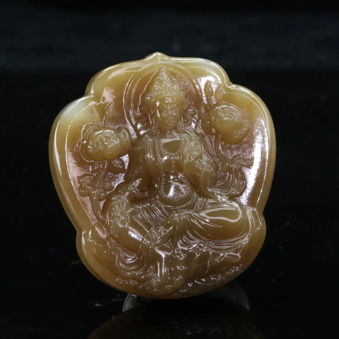 42和田玉且末老红糖渡母吊坠/400228上海嘉禾拍卖