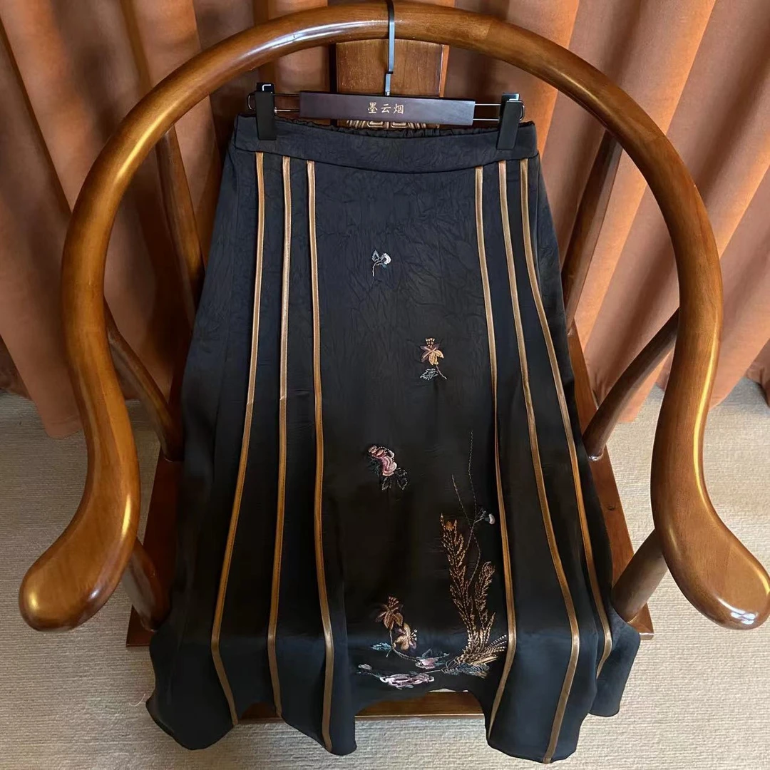 【知城】2025春季新款设计师半裙新中式休闲风时尚气质半身裙女士