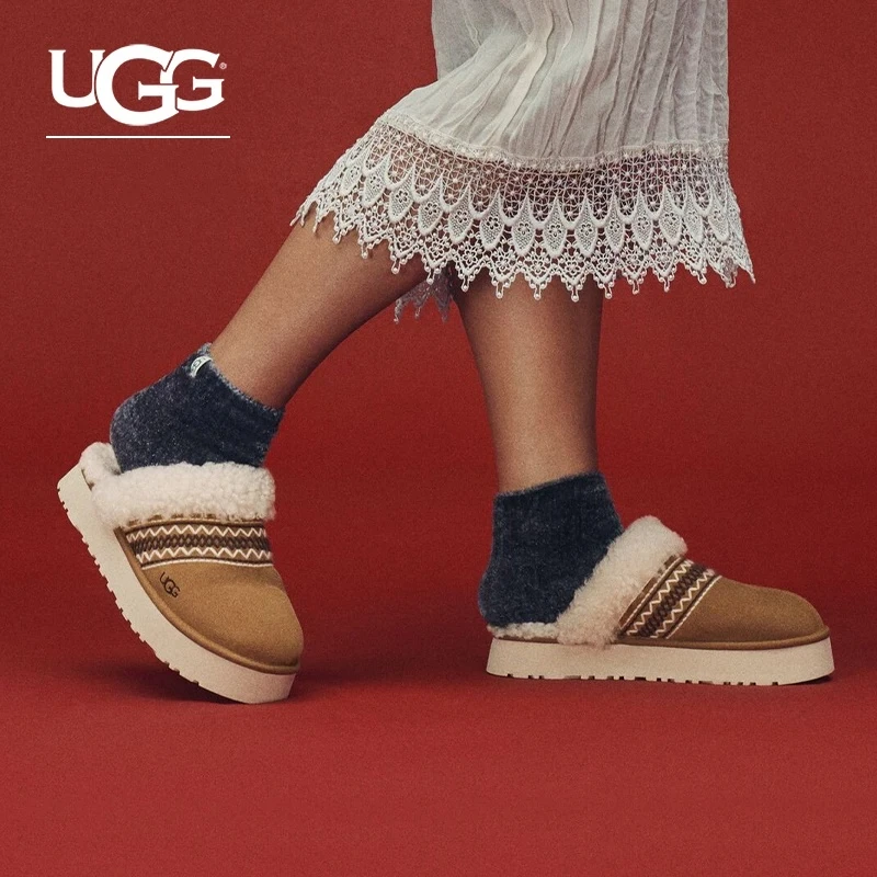 UGG冬季新款男女同款舒适厚底包头刺绣保暖休闲茸茸拖鞋 1158282