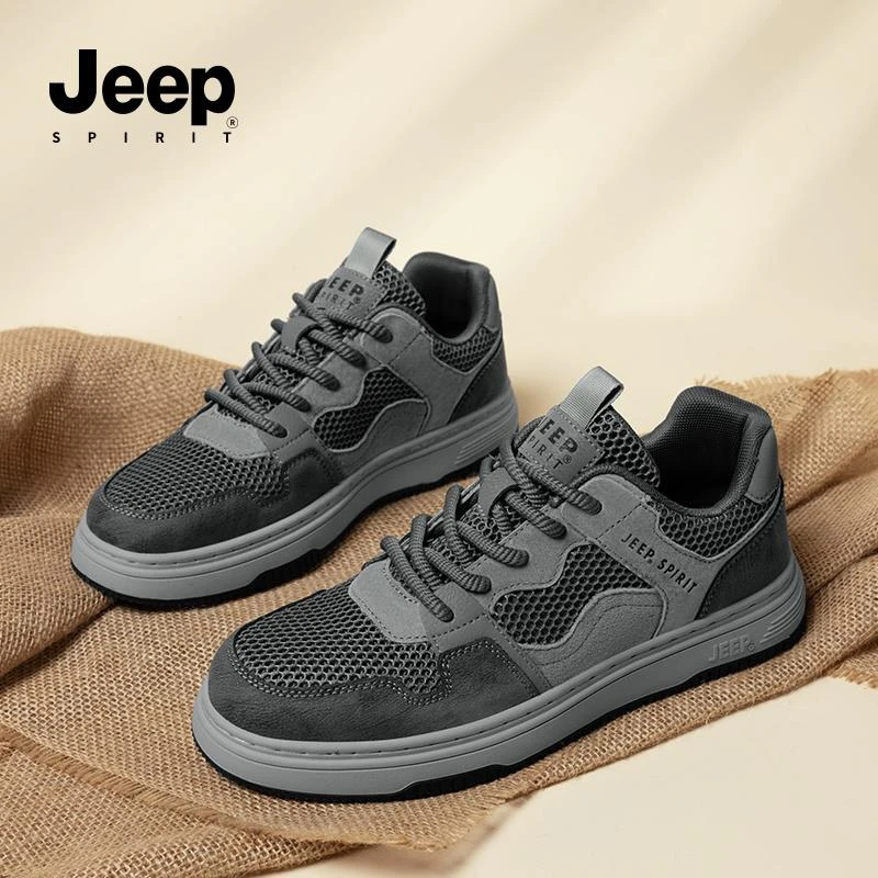 JEEPSPIRIT单网面鞋男鞋2025新款夏季透气运动板鞋软底轻便休闲鞋