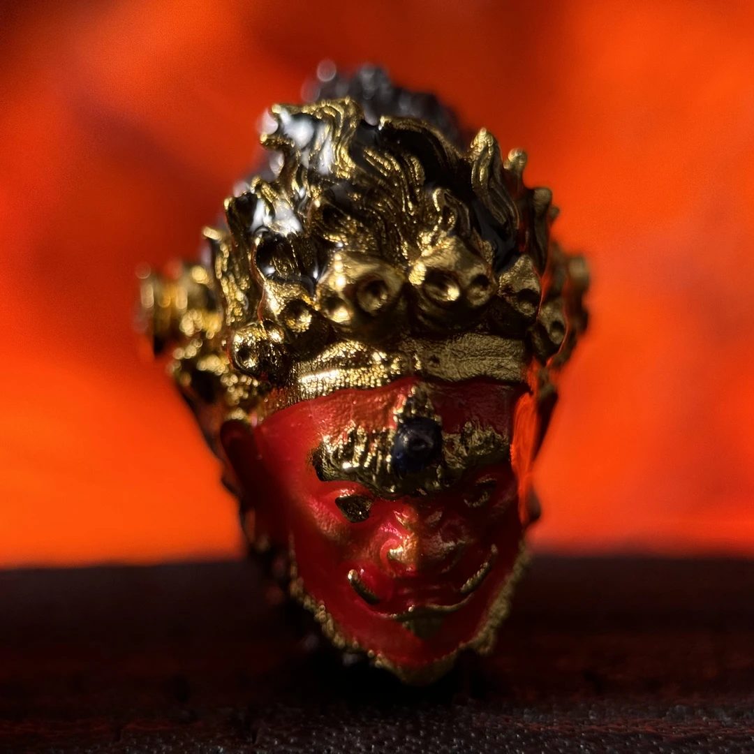 铜吊坠 【天命人三通2.0】21.4*12MM百戏红傩面三通吊坠