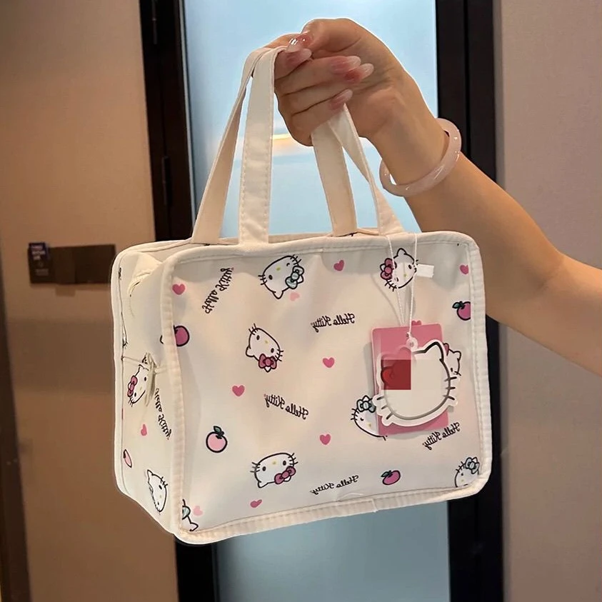 kt猫妆包可爱印花大容量手提化妆包便携式洗漱手提收纳包X