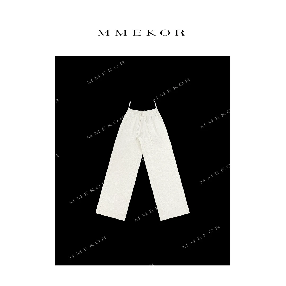 MMEKOR“老钱白麻裤” 2025新款千金玛德琳名媛穿搭休闲裤 79750