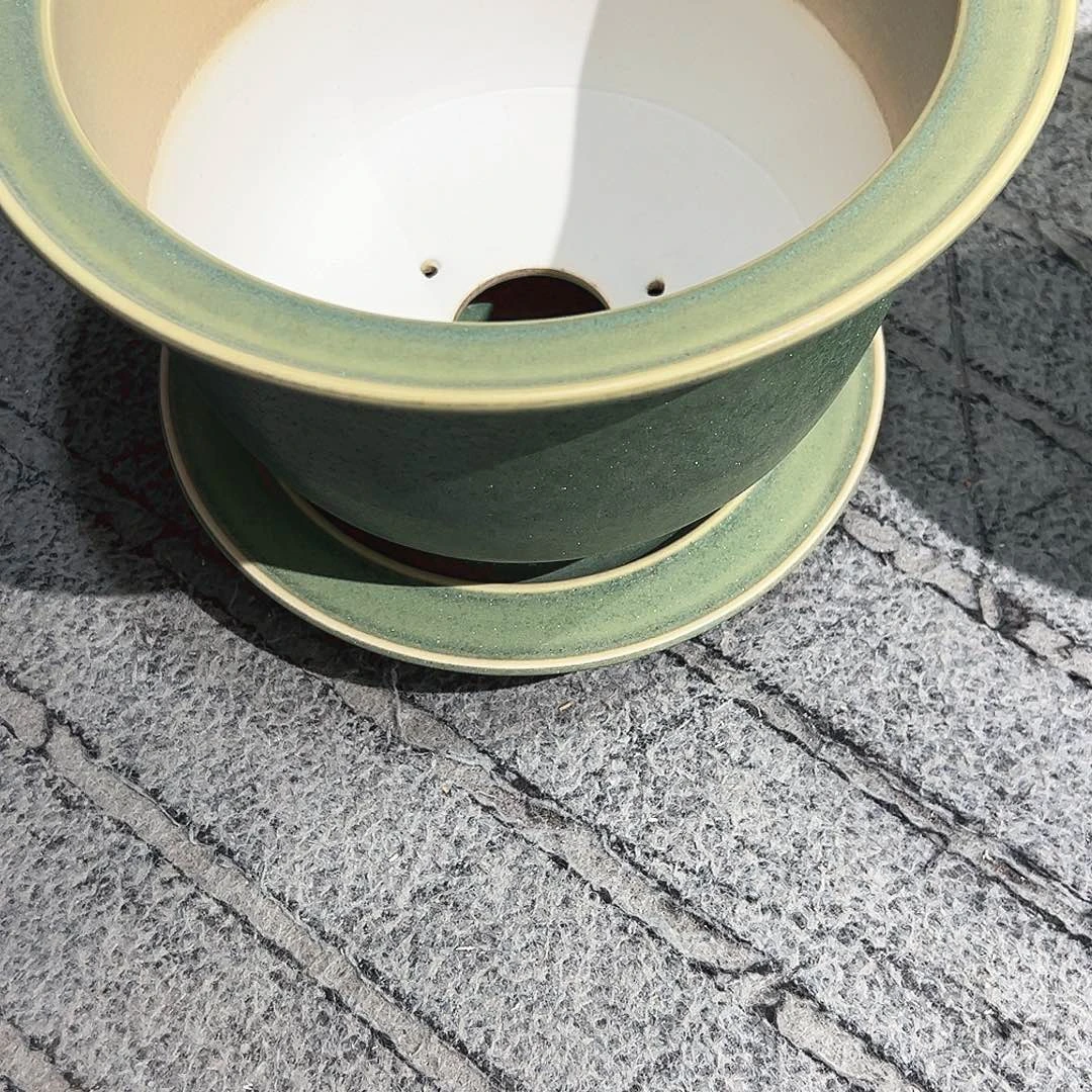****卿花器绿釉雅光陶瓷花器套