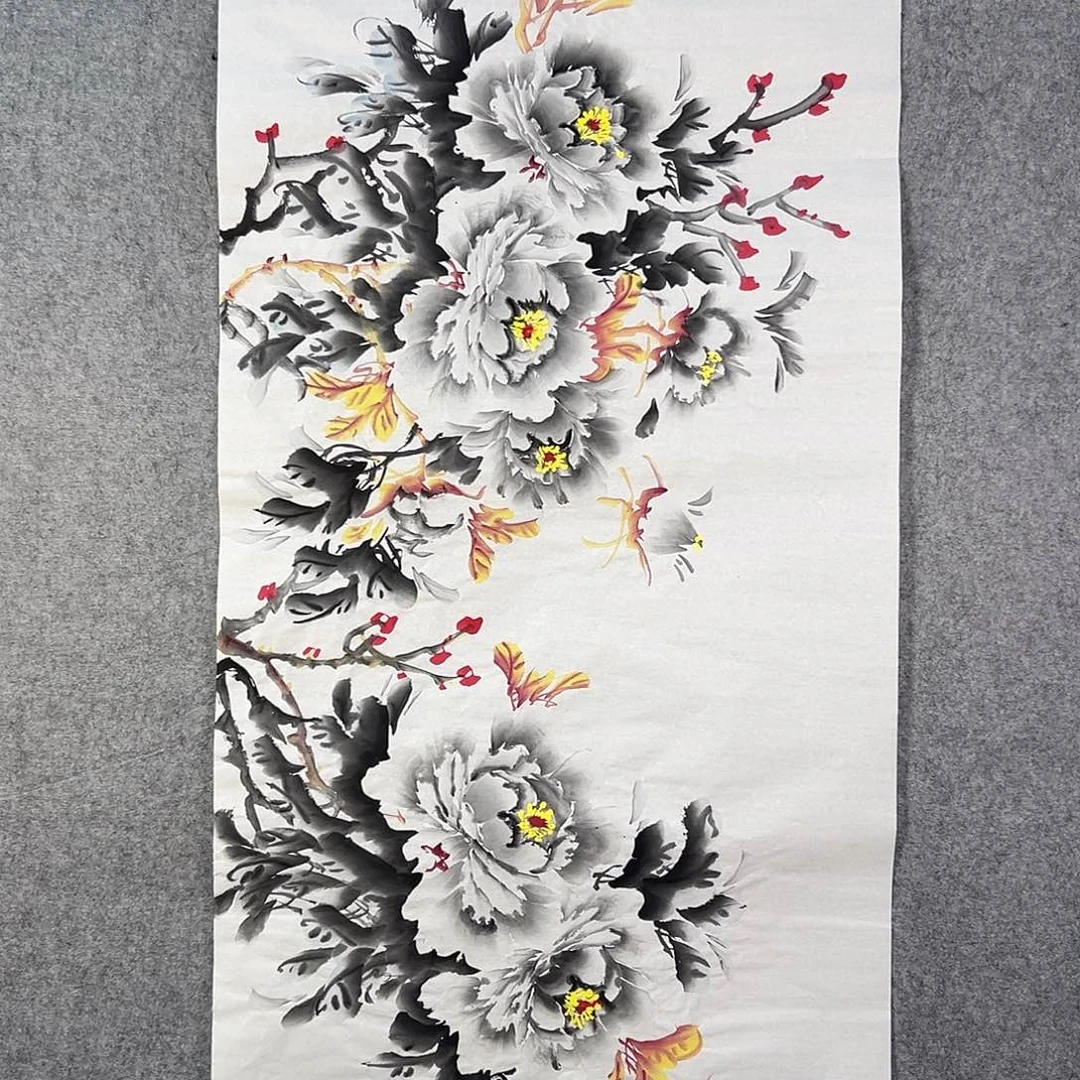 国画050 花鸟在树丛的顶端鸣叫叫声响