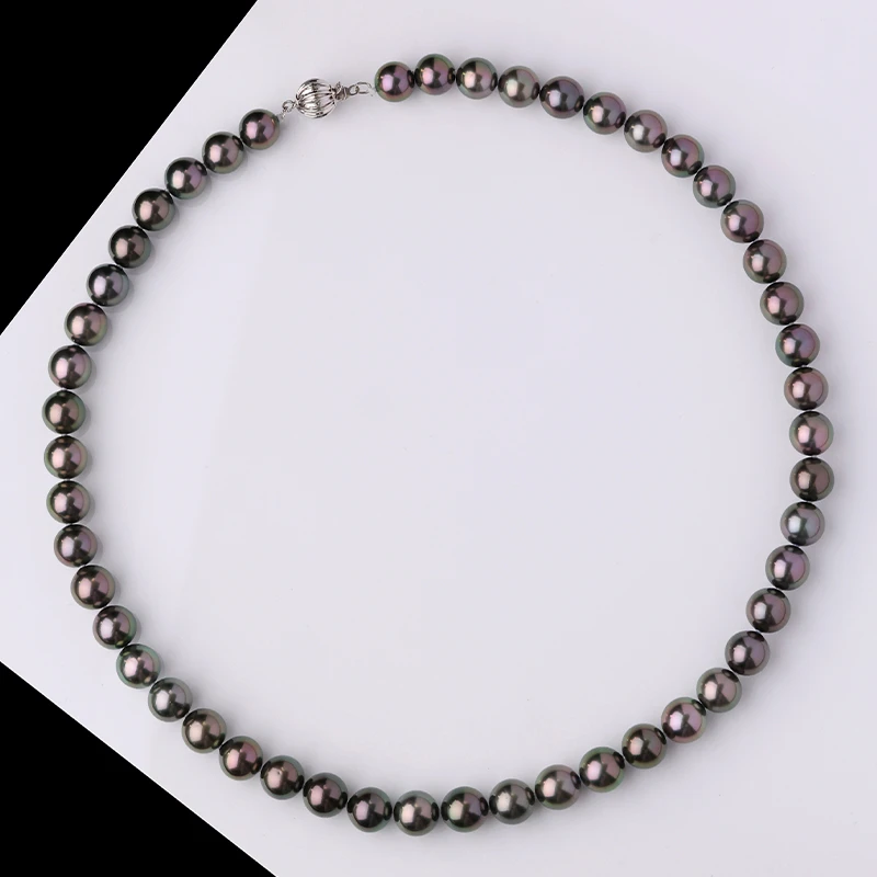 大溪地黑珍珠项链8-9mm镶嵌14K金新风尚灯笼扣高品质海水珍珠串链