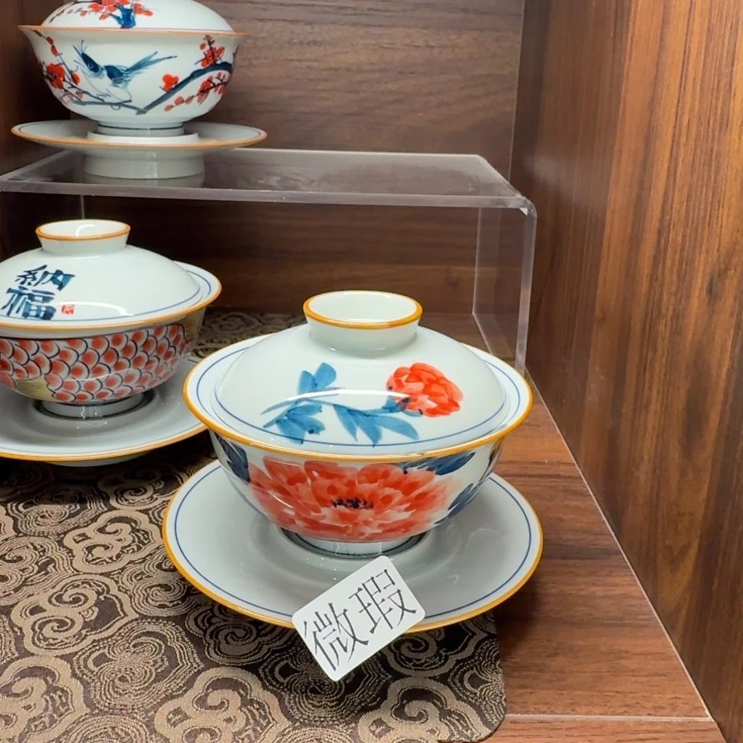 釉下手绘茶具微瑕