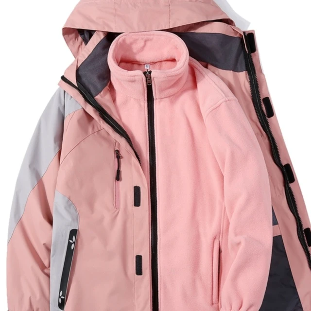 骆驼之家联名户外冲锋衣女2023新款三合一可拆卸防风衣加绒情侣登