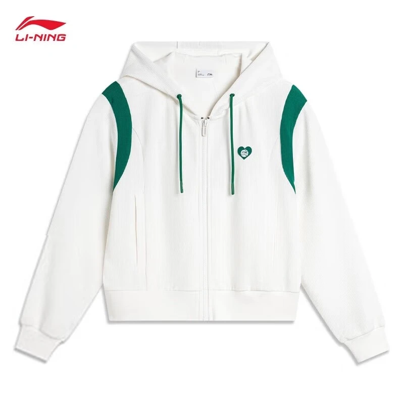李宁女子外套2024秋季新款时尚潮流宽松开衫连帽运动卫衣AWDU602
