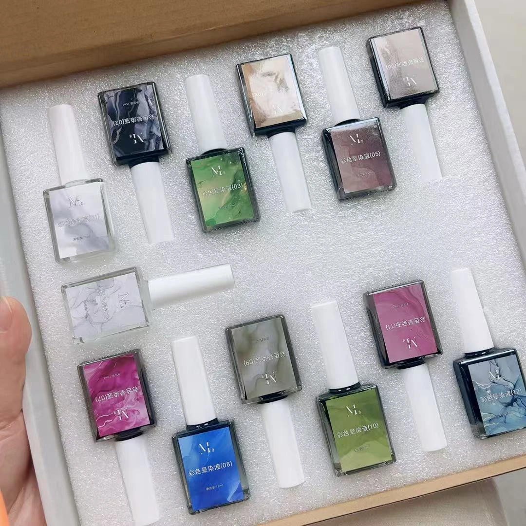 美甲新款12色彩色晕染液