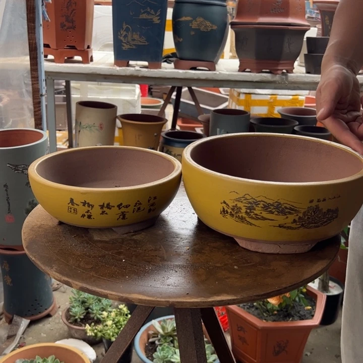 黄色江山如画中小花盆花盆花盆