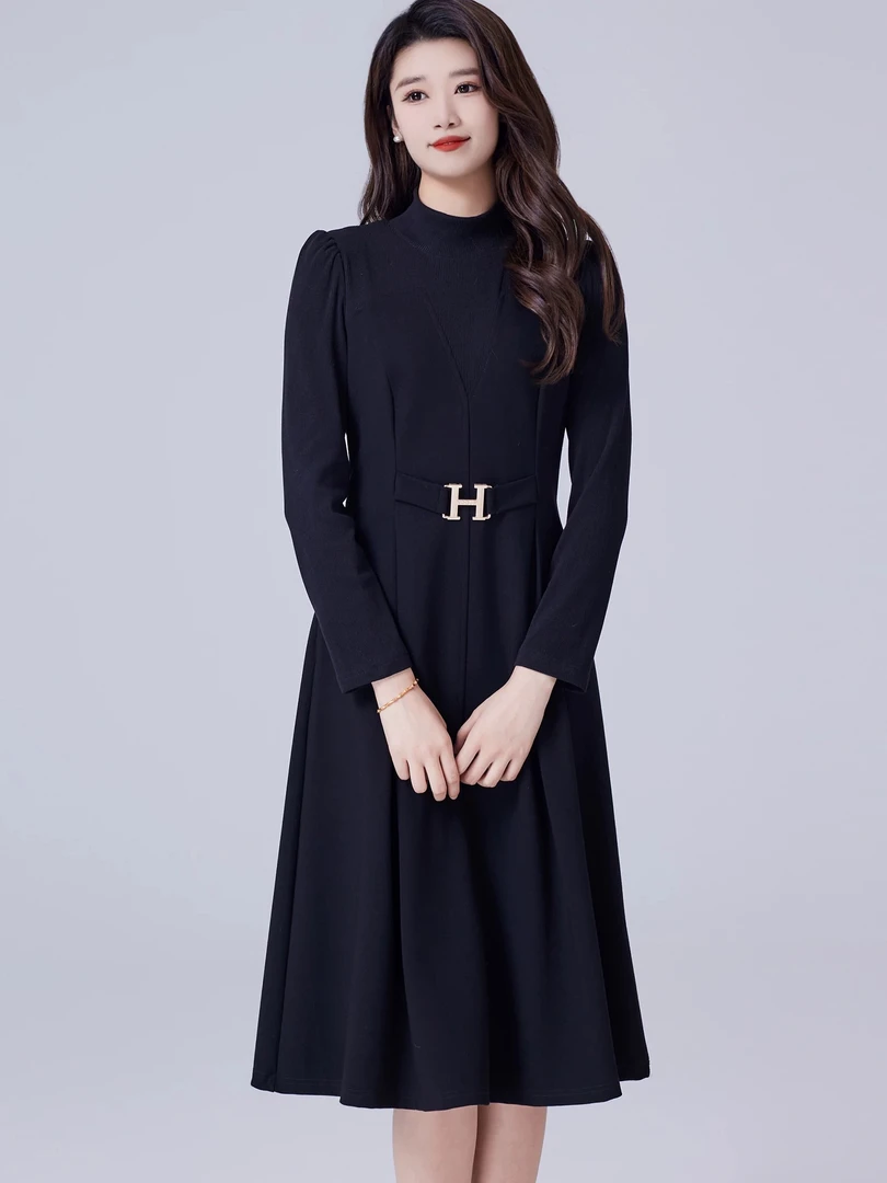 大大-法式修身内搭气质显瘦连衣裙