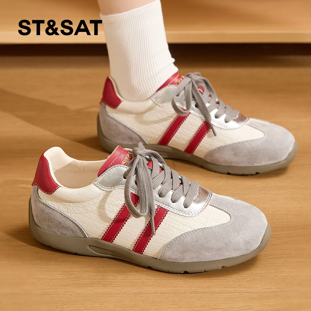 星期六复古拼色德训鞋女2026新款厚底轻便百搭休闲运动鞋舒适板鞋