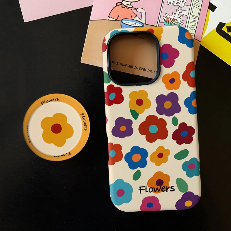 夏日彩色花朵菲林二合一适用苹果17/16promax手机壳15/14保护套13