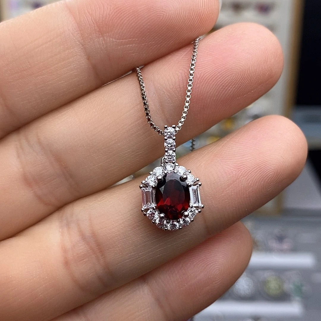 吊坠(不含链)银S925镶嵌石榴石不含证书