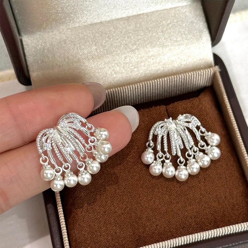 铜合金耳饰 s925银针轻奢气质烟花流苏耳环小众设计感高级耳钉