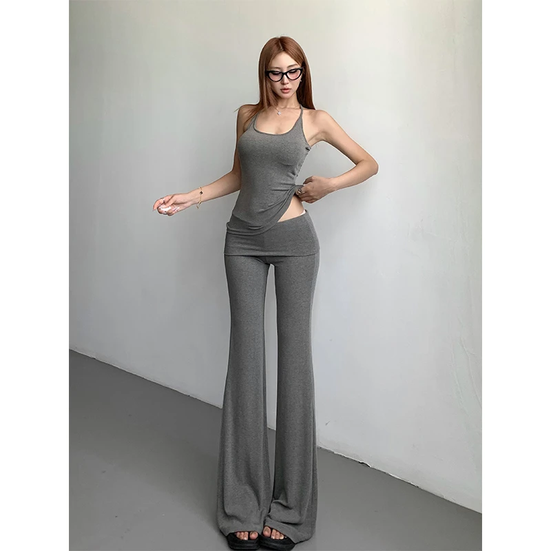 百搭休闲背心瑜伽打底长裤套装自带胸垫吊带微喇裤女夏季2025新款