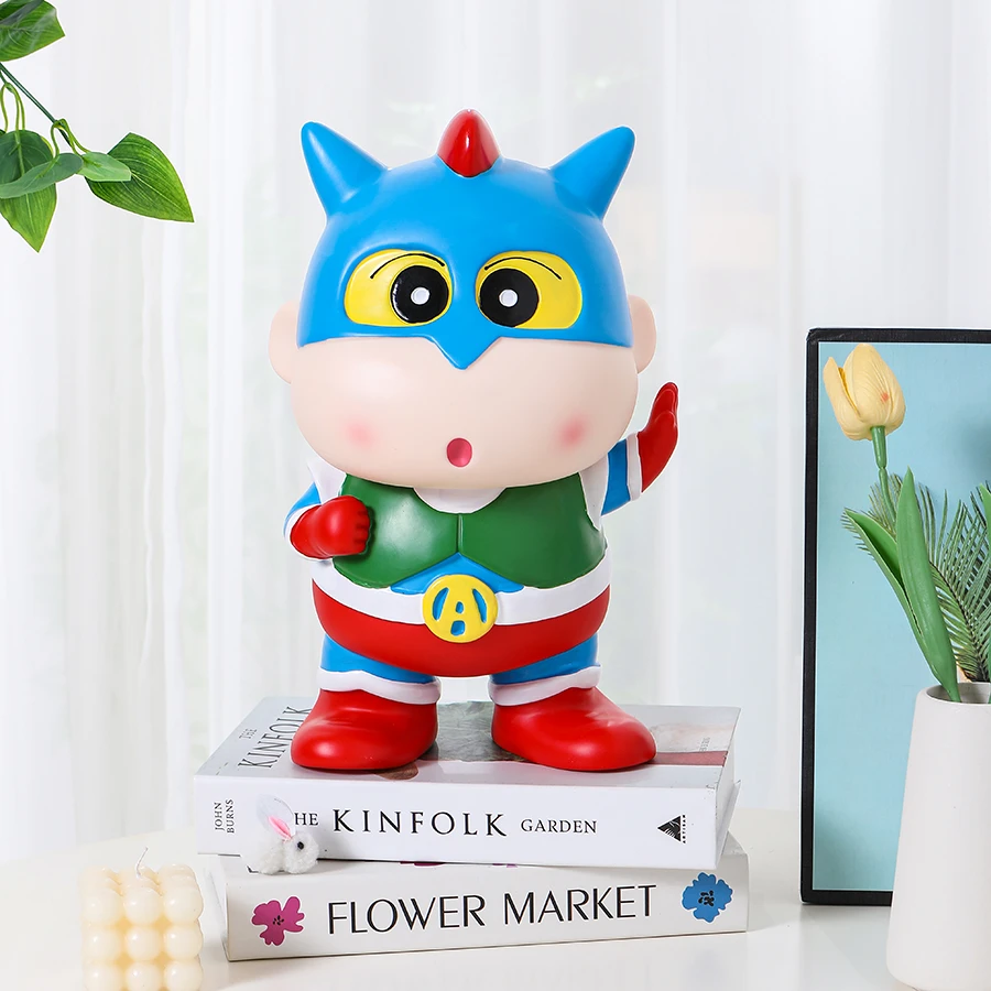 超大号34cm动感超人蜡笔小新手办存钱罐摆件卧室玄关装饰生日礼物