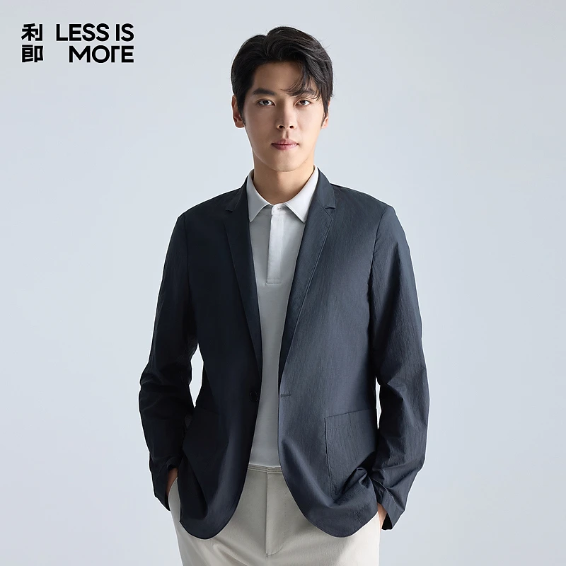 利郎【舒适简约】西服上装西服修身秋季轻薄纯色翻领正装男装外套