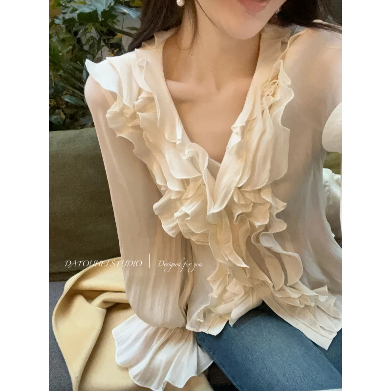 【DATOUHEI 秋冬新品】“午后花园"浪漫荷叶边小衫D225C16819