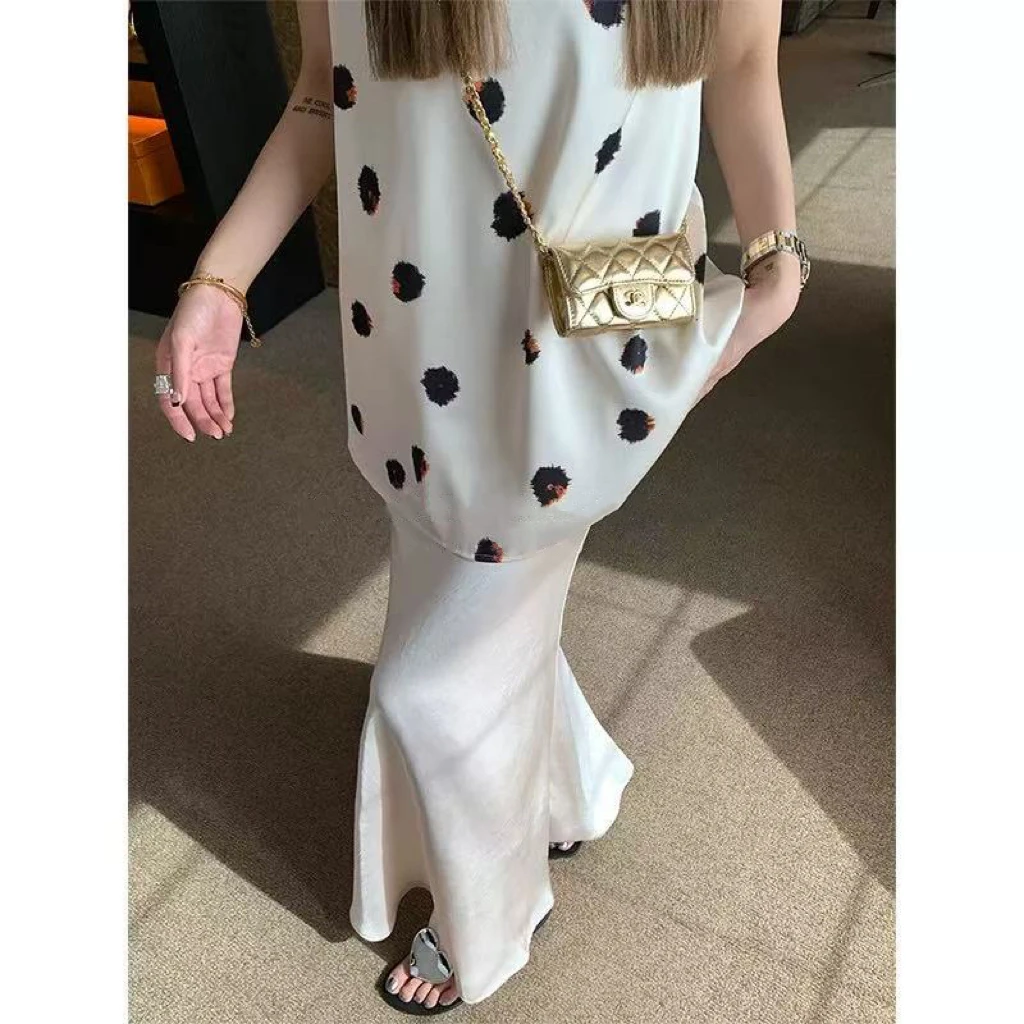 媛媛【月半夜曲】2025香槟光泽感暗纹鱼尾裙中长款半身裙#Q1207