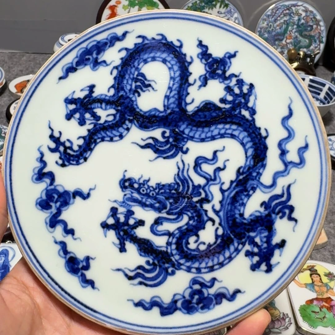瓷片谁****了精品大龙盘底