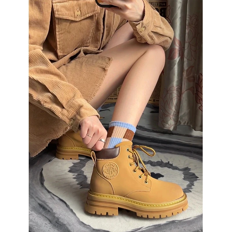 【阿伟专属】大黄靴厚底女冬季加绒马丁靴2025秋冬保暖舒适靴子