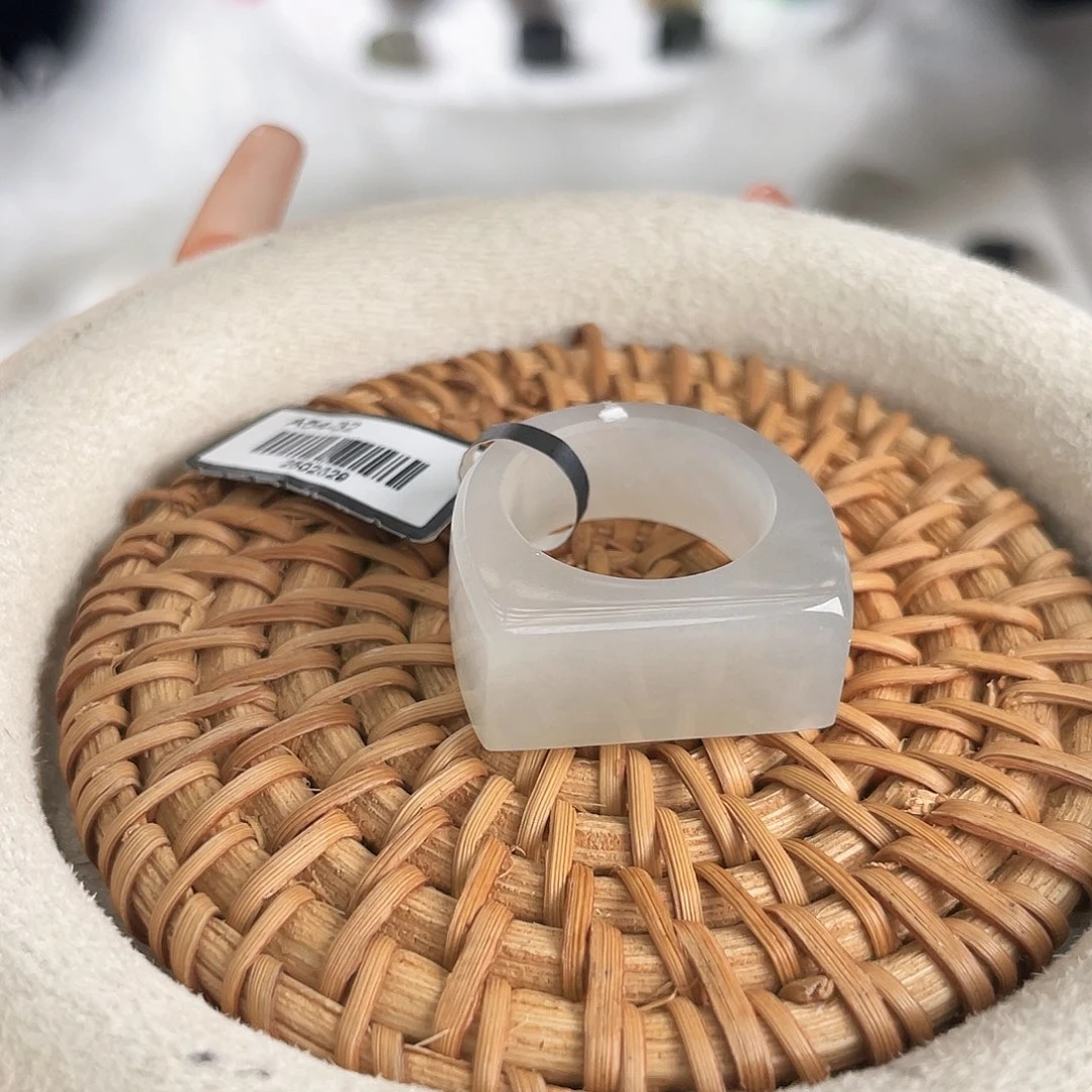 和田玉未镶嵌戒指c58 冰晴紫马鞍18.3